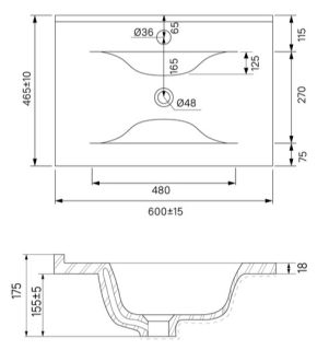 Подвесная тумба с раковиной IDDIS Cloud CLO60B0i95K 60см белый/чёрный мрамор